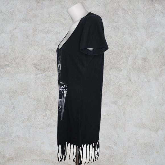 Volcom Black T-Shirt Fringe Dress Featured Artist Series Gary Copeland Guitar - Picture 2 of 10